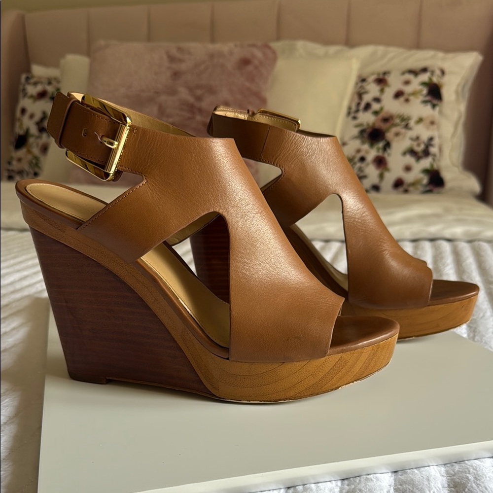 Michael Kors Tan Wedge Sandals - women’s 7.5